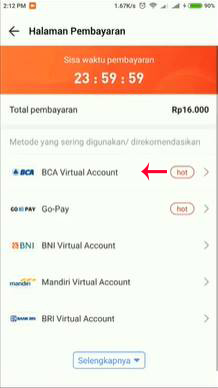 Pilih BCA Virtual Account