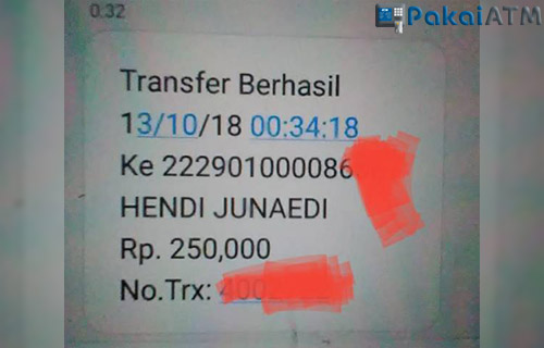 Bukti Transfer dari SMS Banking BNI Syariah