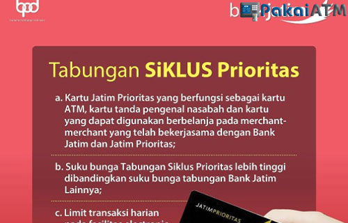 Tabungan SiKLUS Prioritas - 12 Syarat Buka Rekening Bank Jatim 2022 : Pelajar & Lembaga