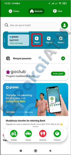 2. Pilih Menu Bayar 1 - 10 Cara Top Up LINE Bank via GoPay : Limit & Biaya Transfer