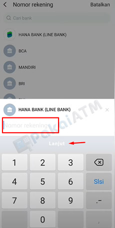 5. Masukkan Nomor Rekening Tujuan - 18 Cara Transfer Uang di LINE Bank : Sesama & Bank Lain