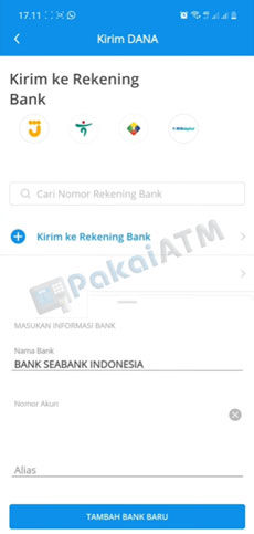 5. Masukkan Nama Nomor Rekening Bank