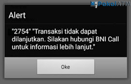 BNI Mobile Error 2754