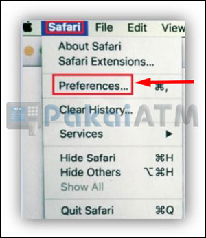 1. Tekan menu Safari dan pilihlah menu Preferences.