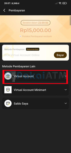 5. Pilih Virtual Account