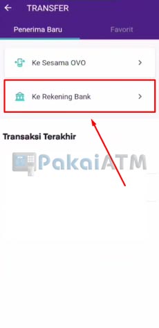 3. Pilih Ke Rekening Bank