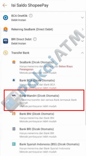 3. Pilih Opsi Transfer Bank